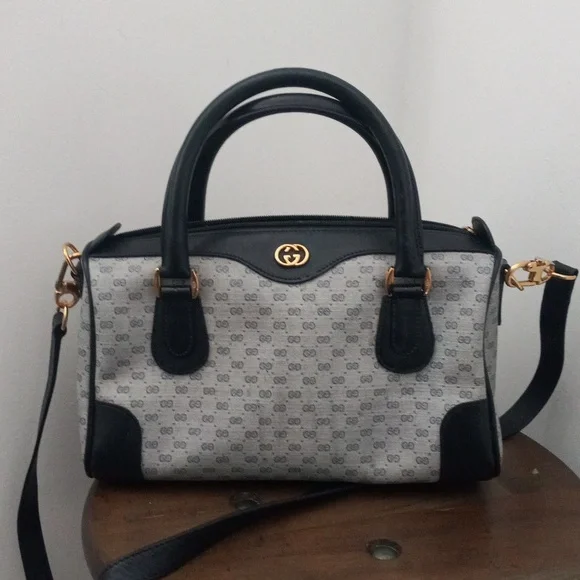 Authentic Vintage Gucci GG Monogram Micro Guccissima Boston Doctor Shoulder Bag - Picture 2 of 11